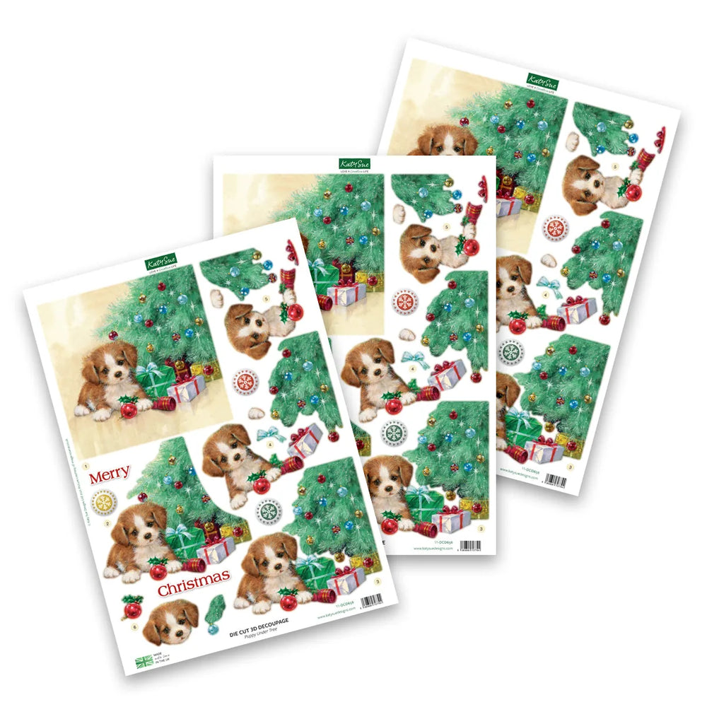Découpage prédécoupé – Chiot sous l'arbre (paquet de 3)