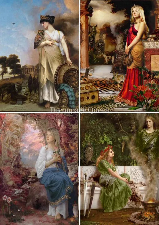 HDJ Femmes de la mythologie Papier de riz A4 - 5 feuilles