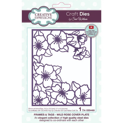 Creative Expressions Sue Wilson Frames & Tags Wild Rose Cover Plate Craft Die