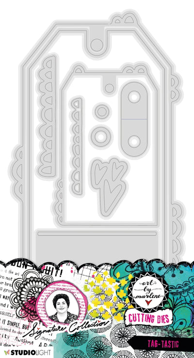 ABM Pochoir Découpe Tag-Tastic Collection Signature 132x260x1mm 9 Pç nr.727