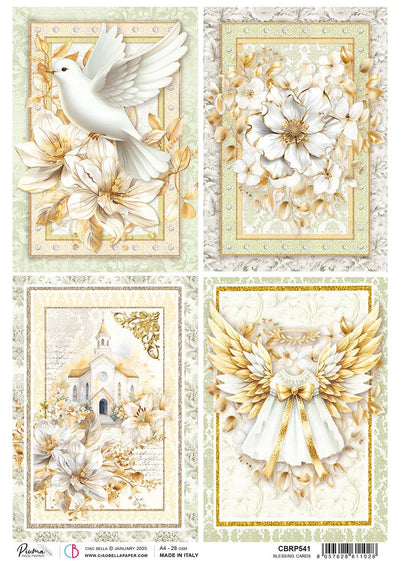 Cartes de bénédiction en papier de riz A4 - 5 feuilles