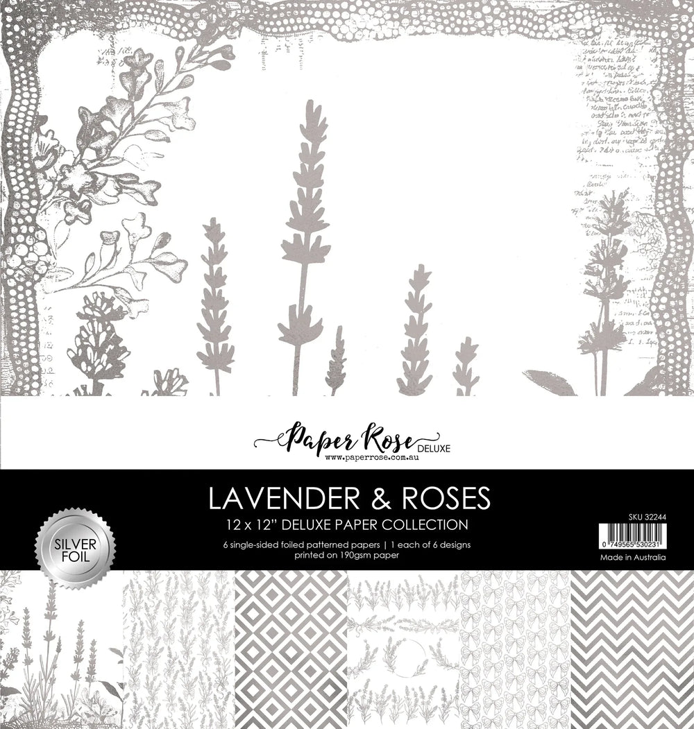 Lavande et Roses - Collection de papier 12x12 à feuille d'argent 32244