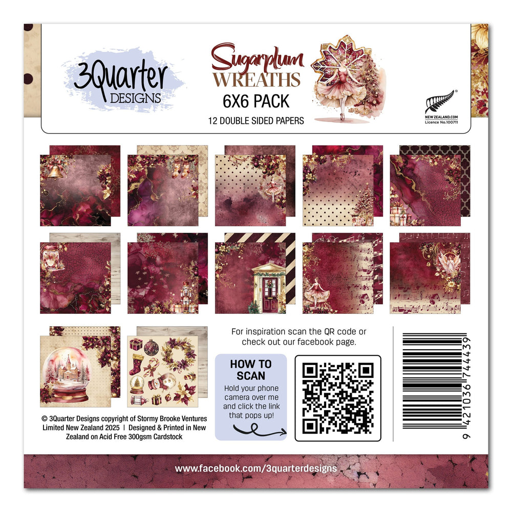 3Quarter Designs Sugarplum Wreath 6x6 Paper Pack — Ecstasy Crafts