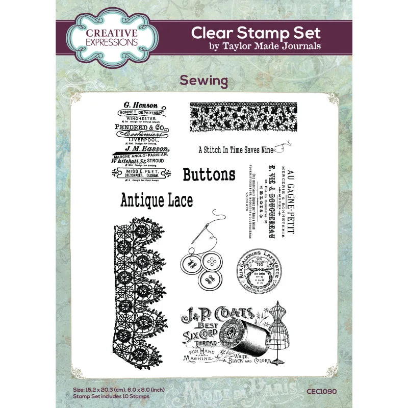 Creative Expressions Taylor Made Journals Couture 10,16 cm x 20,32 cm Jeu de tampons transparents
