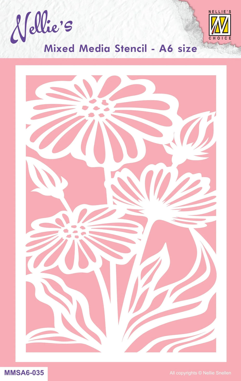 Pochoir Nellie's Choice Mixed Media A6 - Fleurs-2