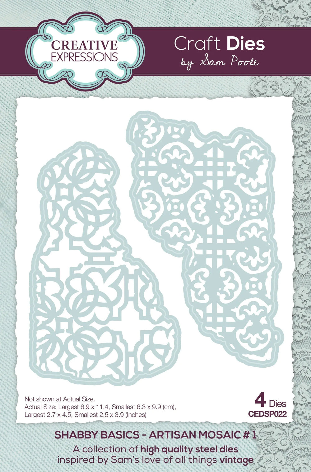 Creative Expressions Sam Poole Shabby Basics Artisan Mosaic #1 Pochoir de Bricolage
