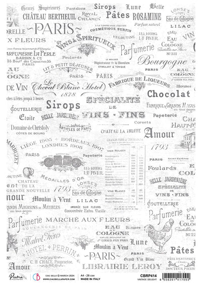 Papier de riz A4 Piuma Vintage Delight - 5 feuilles