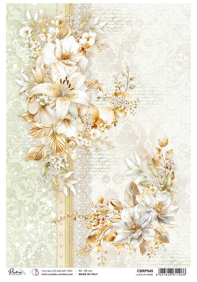 Papier de riz A4 Lys en vers - 5 feuilles