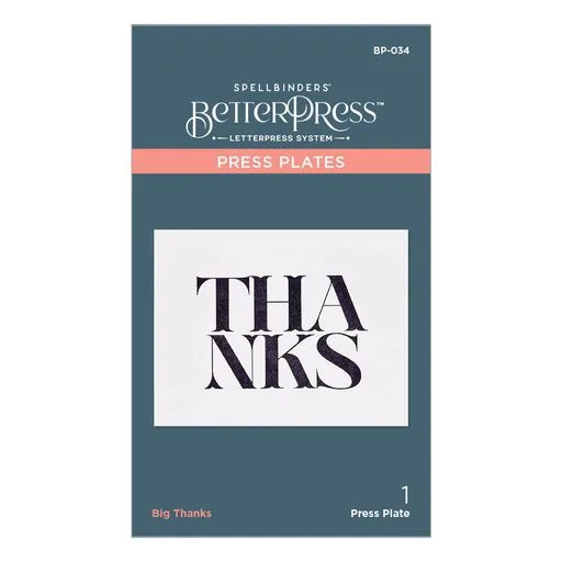 Grande Plaque d'Impression "Big Thanks" de la Collection BetterPress