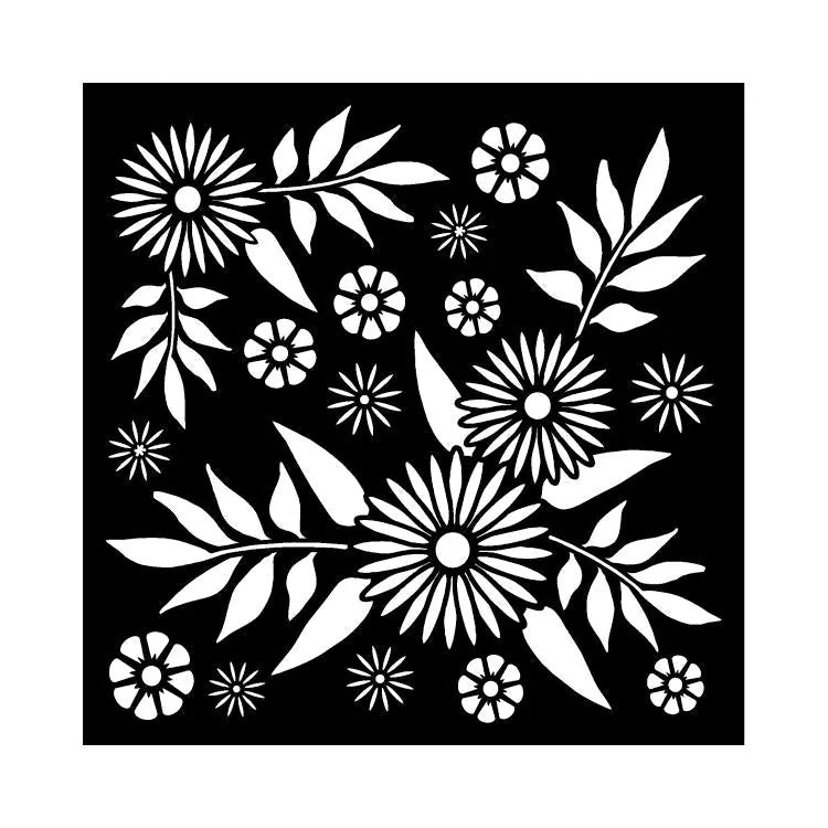 Le Touche Spécial 6 x 6 Pochoir Marguerites Décadentes