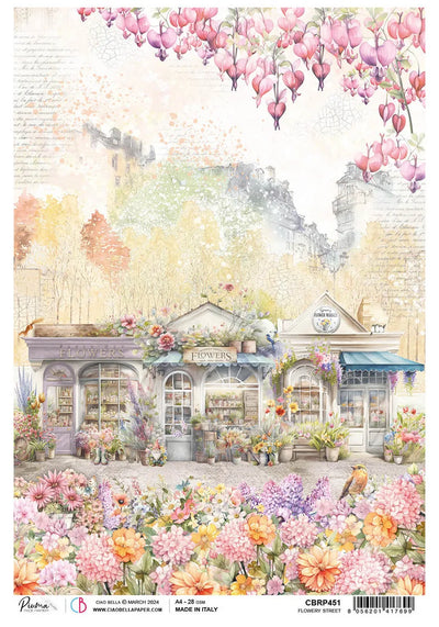 Papier de riz A4 "Flower Shop" - 5 feuilles