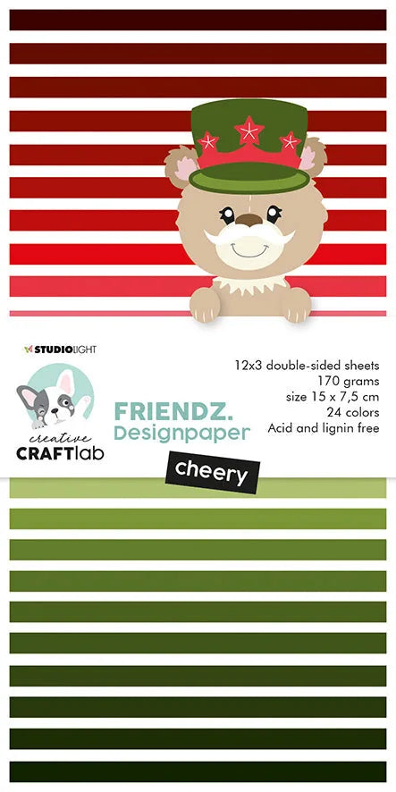 Bloc-notes CCL Cheery Reds & Greens Friendz 150x75x9mm 24 feuilles no. 66