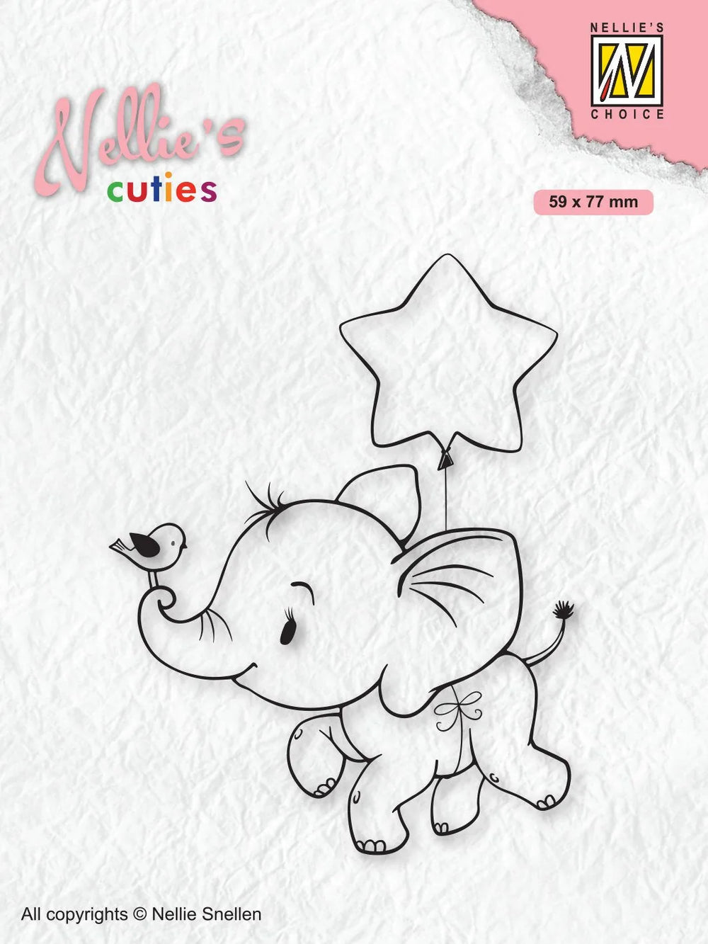 Nellie's Choice Tampon Transparent Christmas Cuties Éléphant avec Étoile