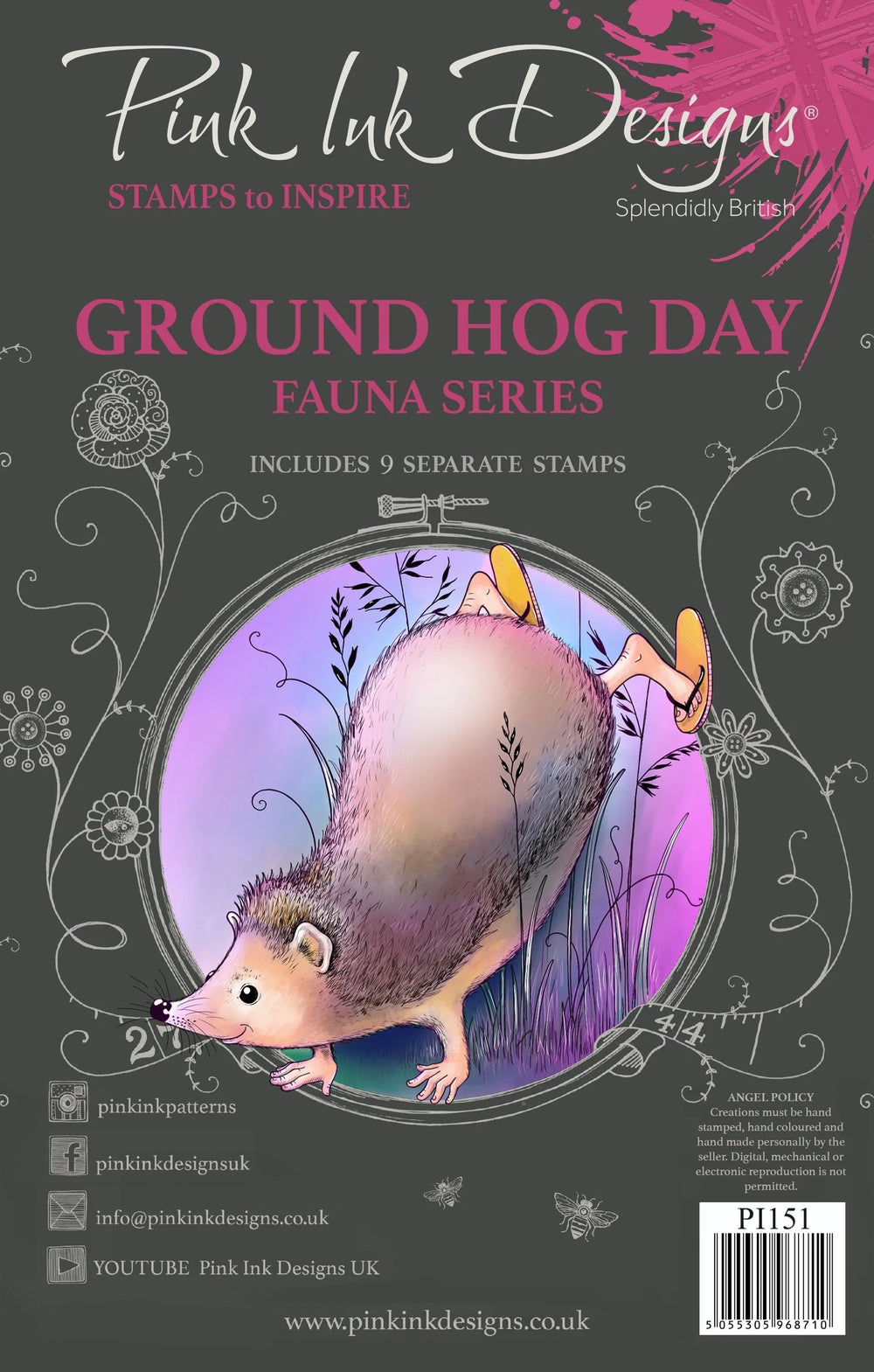 Pink Ink Designs Groundhog Day Jeu de tampons transparents de 6 po x 8 po