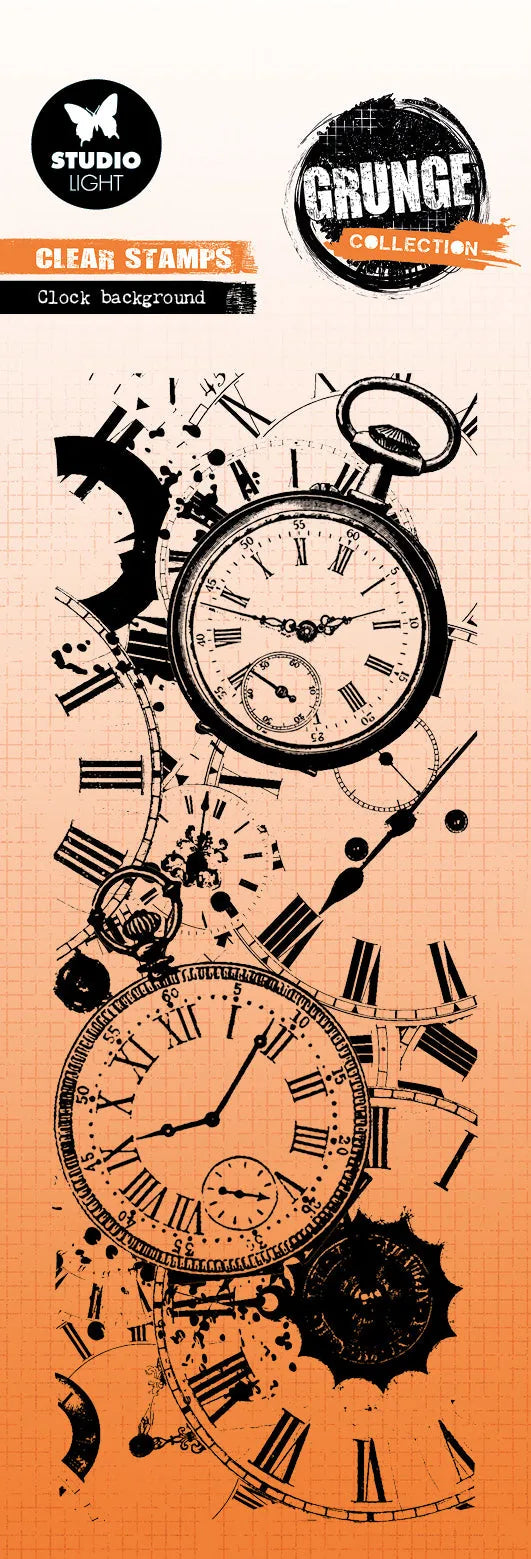 Tampon transparent SL Collection Grunge Arrière-plan Horloge 1 pièce
