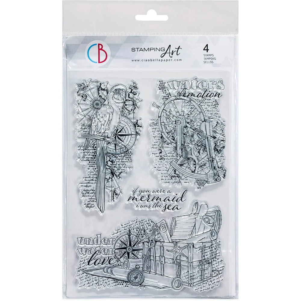 Ensemble de tampons transparents Ciao Bella 6"x8" Amour sous-marin