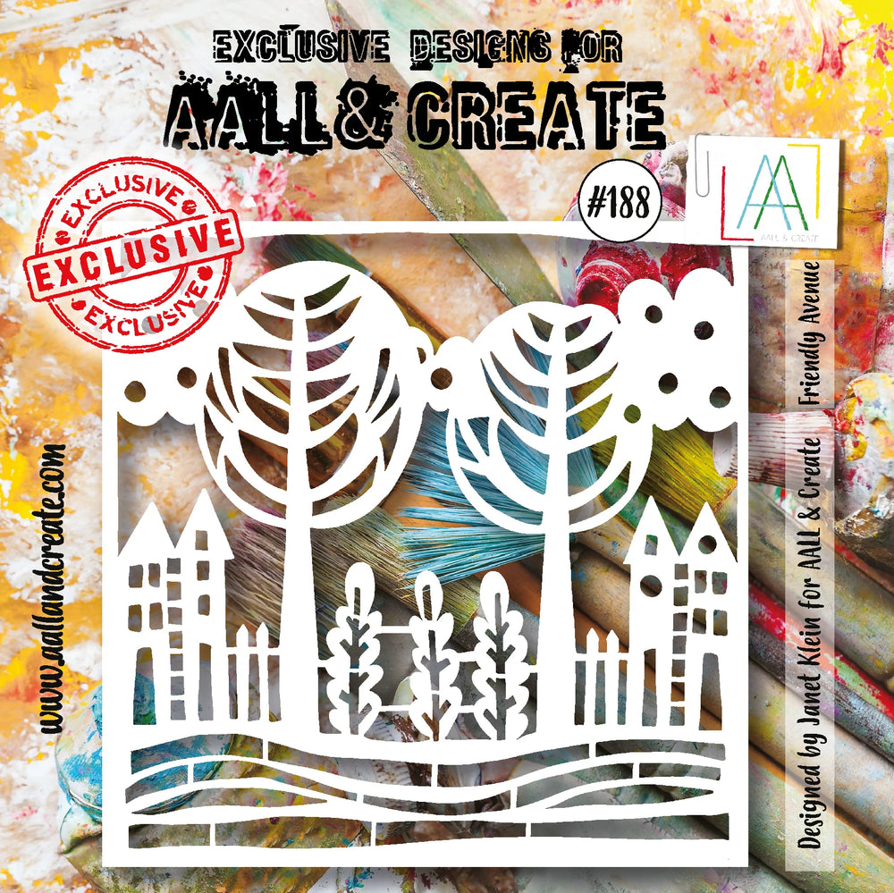 AALL and Create  6"x6" Stencil - 188 - Friendly Avenue — Ecstasy Crafts