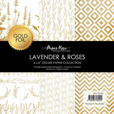 Lavande et Roses - Collection de papier 6x6 à feuille d'or 32241