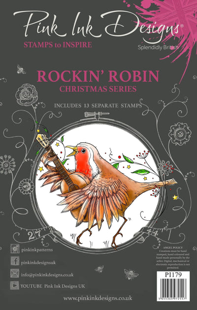 Pink Ink Designs Rockin Robin Ensemble de tampons transparents de 6 po x 8 po