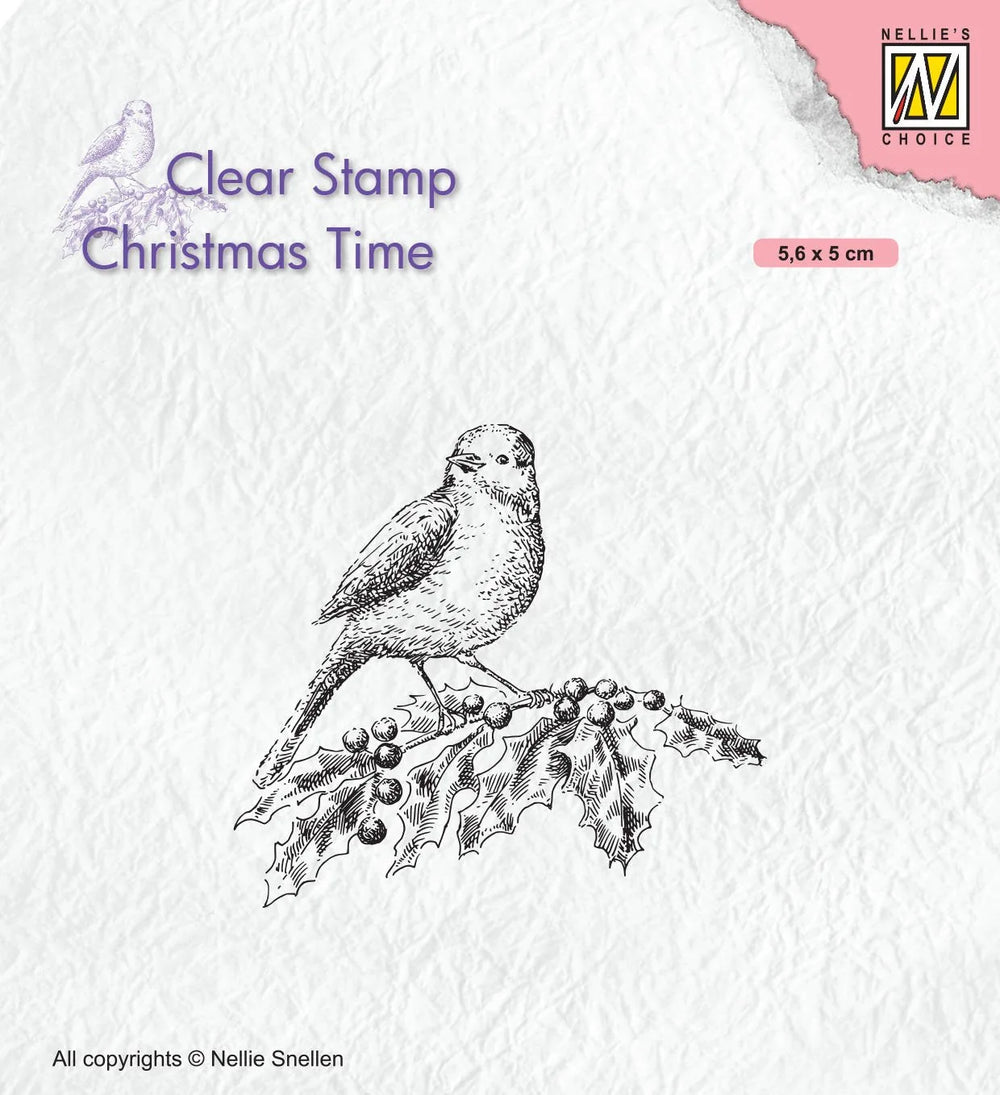 Christmas Time Clear Stamp Bird on Branch