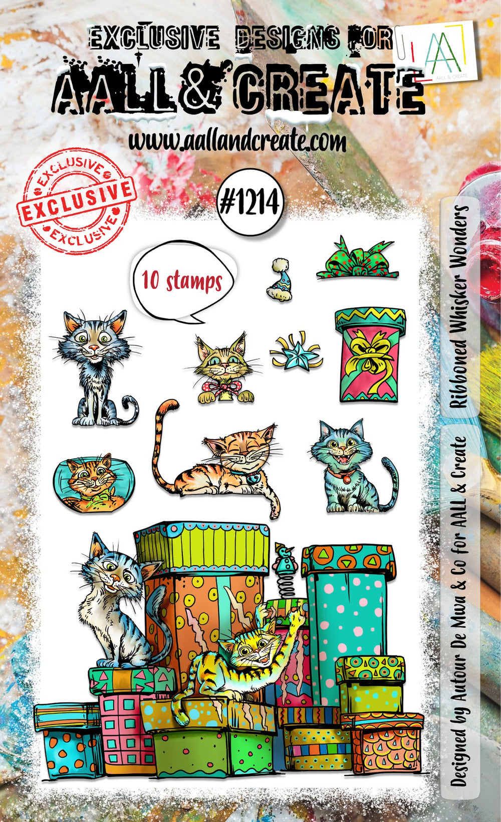 AALL and Create - A6 Stamp Set - Ribboned Whisker Wonders — Ecstasy Crafts