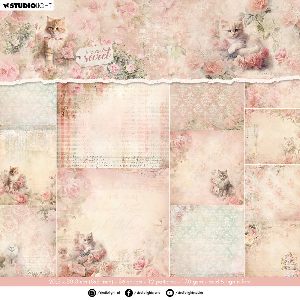 Bloc de papier design SL Papier de fond Le Secret d'un Chat 36 feuilles
