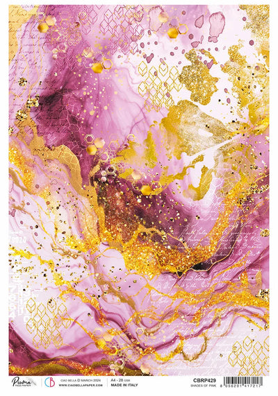 Papier de riz A4 Piuma Nuances de rose - 5 feuilles