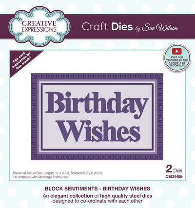 Creative Expressions Sue Wilson Block Sentiments Vœux d'anniversaire Matrice de découpe