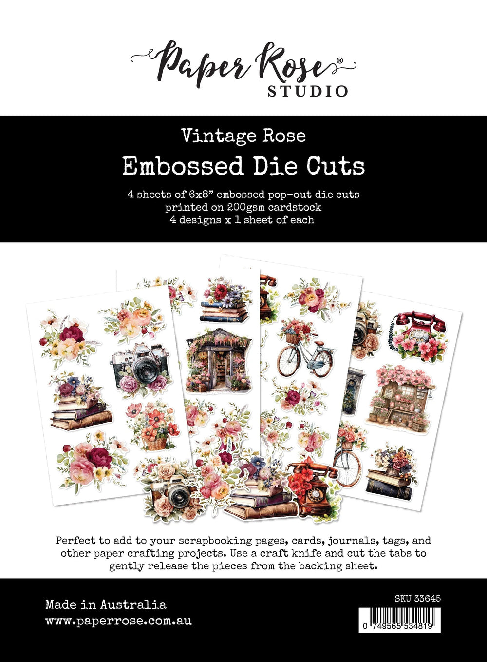 Vintage Rose Embossed Die Cuts 33645