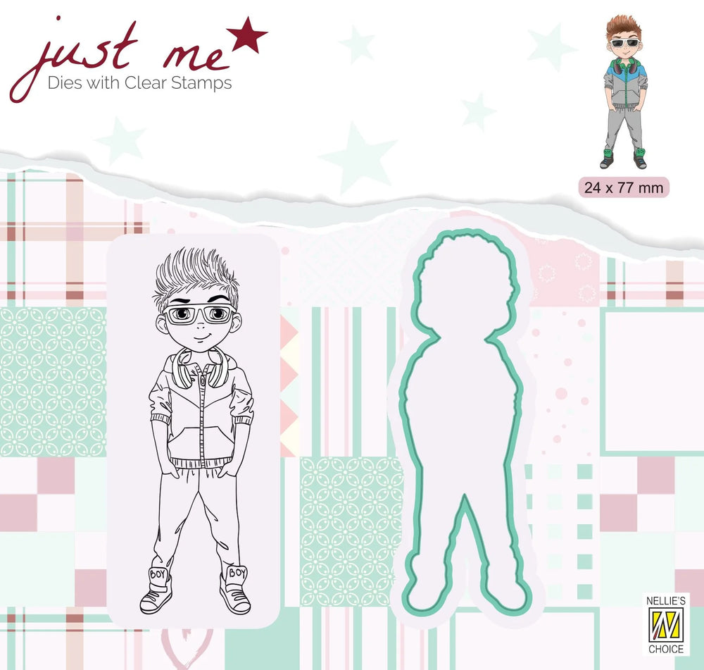 Just Me Stamp & Die Set Teenage Boy