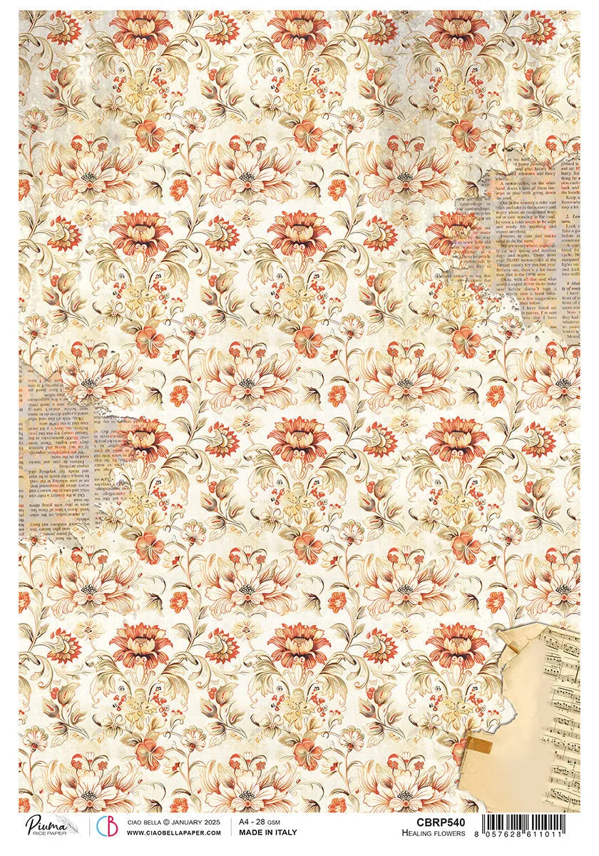 Rice Paper A4 Healing Flowers - 5 Sheets