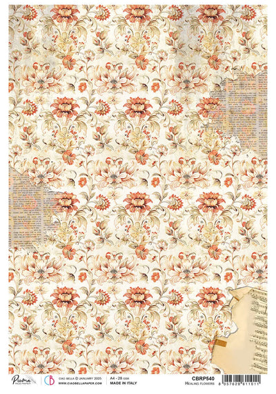 Papier de riz A4 Fleurs Guérison - 5 feuilles