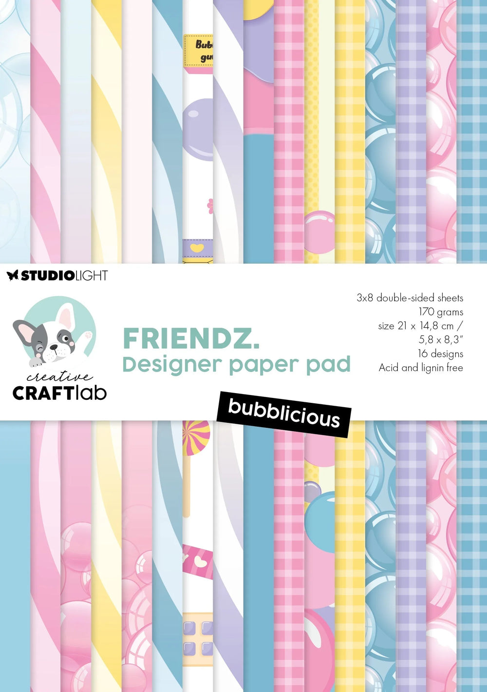 Bloc de papier CCL Designer Bubblicious Friendz 24 feuilles