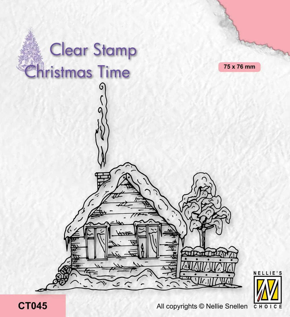 Nellie's Choice Tampon Transparent Temps de Noël - Chalet enneigé-2