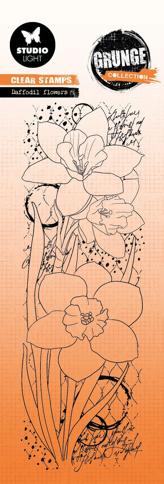 Tampon transparent SL Collection Fleurs de jonquilles style grunge 68x202x3mm 1 pièce no 396