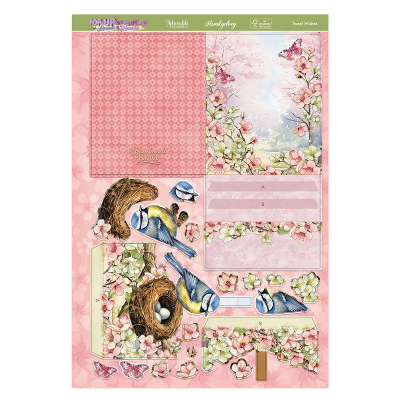 Carte Étape Pop-Up - Souhaits d'Oiseau