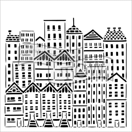 The Crafters Workshop Pochoir 6x6 Bâtiments Urbains
