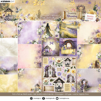 Bloc de papier JMA Designer Double Face Scrapbooking Floraison et Croissance 12 feuilles