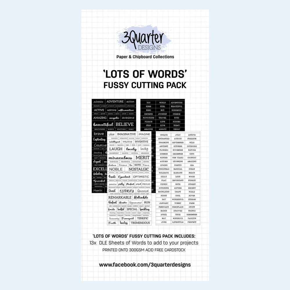 3Quarter Designs Fussy Cutting Pack - Lots of Words — Ecstasy Crafts