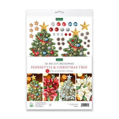 Découpage prédécoupé – Poinsettia et sapin de Noël (Ensemble de 4)