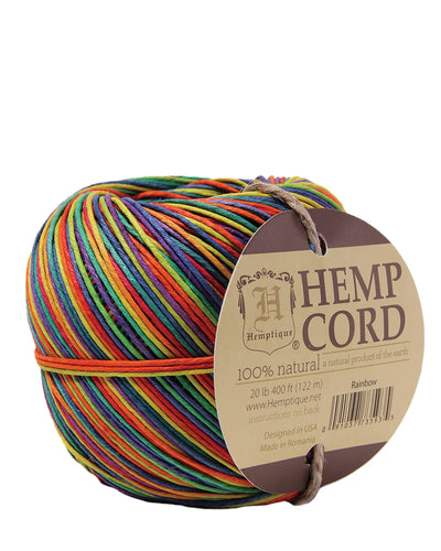 Cordon de chanvre Hemptique #20 moucheté 100G 400PI - Arc-en-ciel