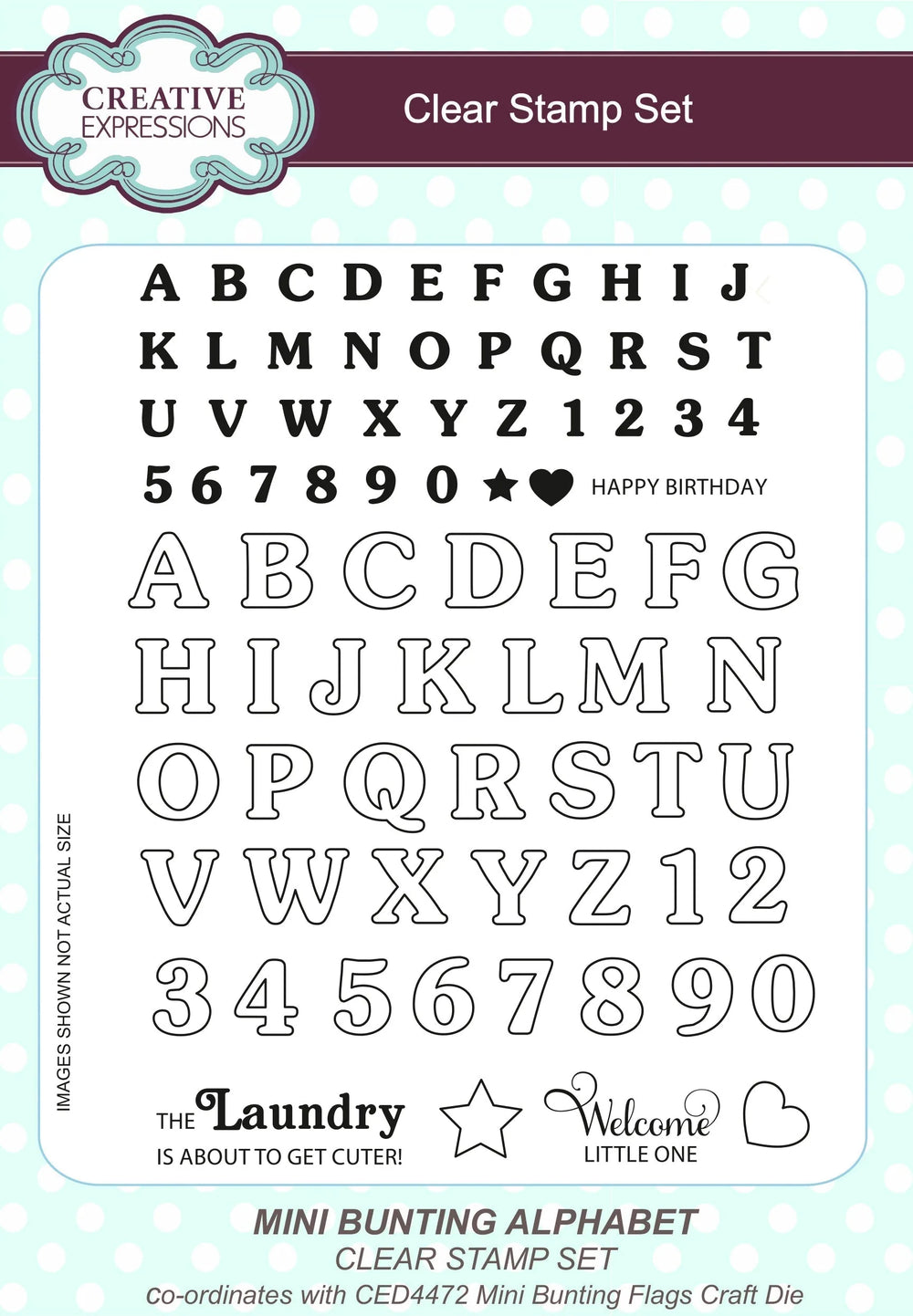 Creative Expressions Sue Wilson Mini Bunting Alphabet 6 po x 8 po Jeu de tampons transparents