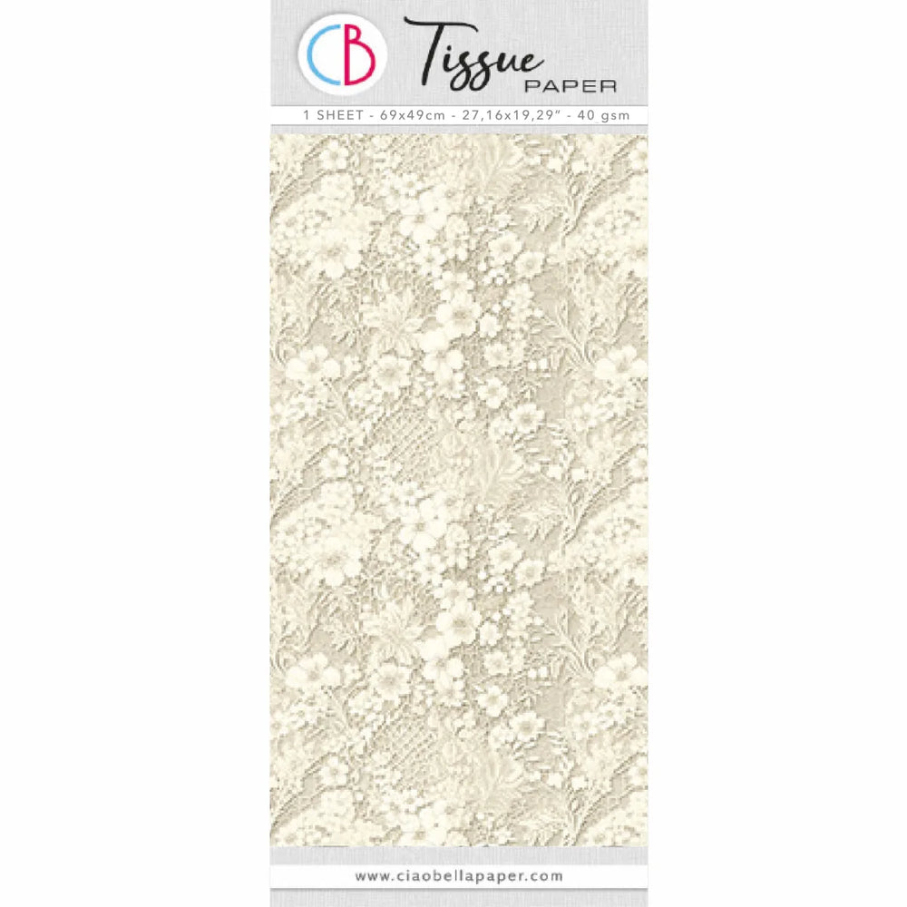 Papier de soie 69x49 cm 27,66"x19,29” Lin antique dentelle