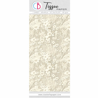 Papier de soie 69x49 cm 27,66"x19,29” Lin antique dentelle