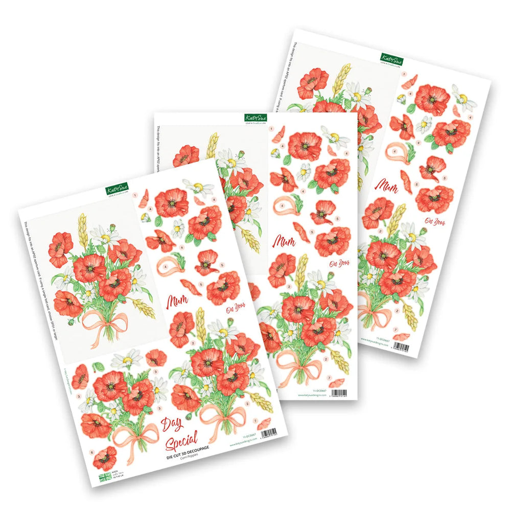 Découpage prédécoupé – Coquelicots des champs (paquet de 3)