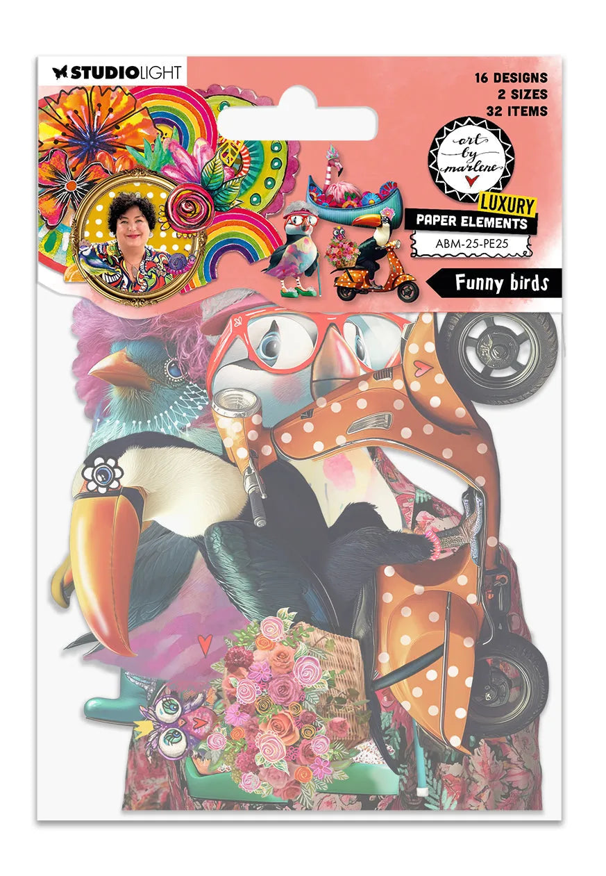 ABM Paper Elements Oiseaux Rigolos par Marlene, 32 pièces
