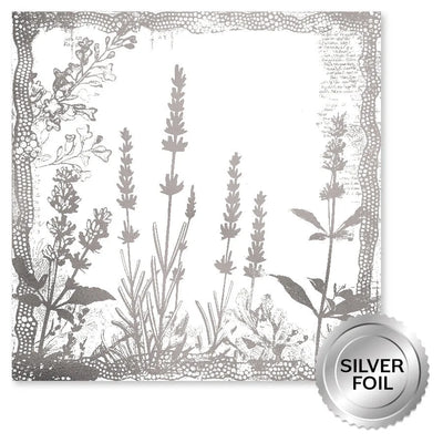 Papier Argenté Feuille Lavande & Roses 12x12 (Paquet en Gros de 6) 32247