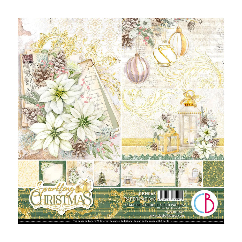 Bloc de papier Ciao Bella Noël Scintillant 8"x8" 12/Paq