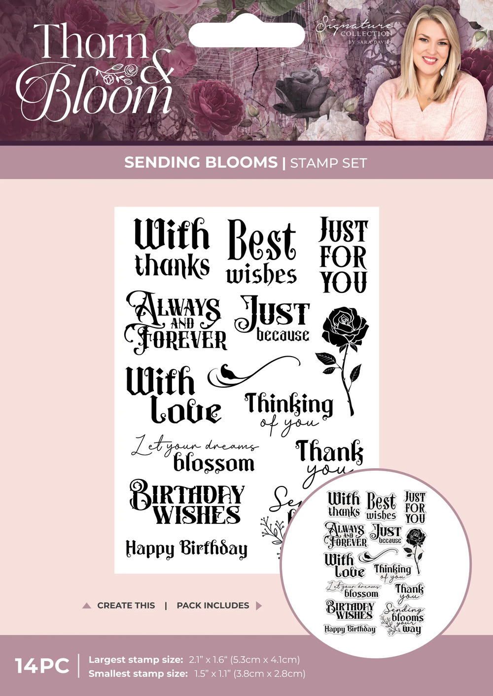 Ensemble de tampons transparents Sara Signature Thorn & Bloom - Sending Blooms