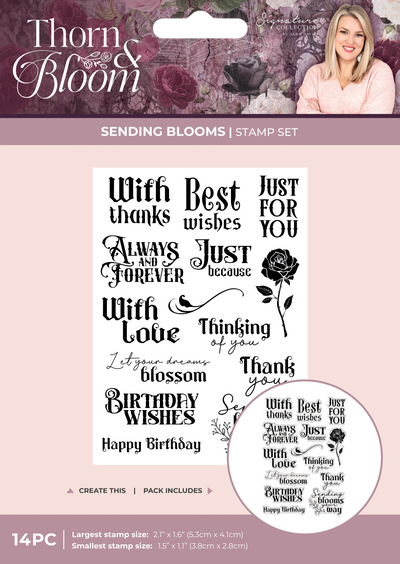 Ensemble de tampons transparents Sara Signature Thorn & Bloom - Sending Blooms
